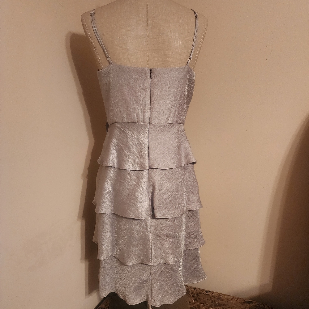 London Times - Vintage Elegant Silver Layered Dress. Sz 8. EUC! - Picture 3 of 4